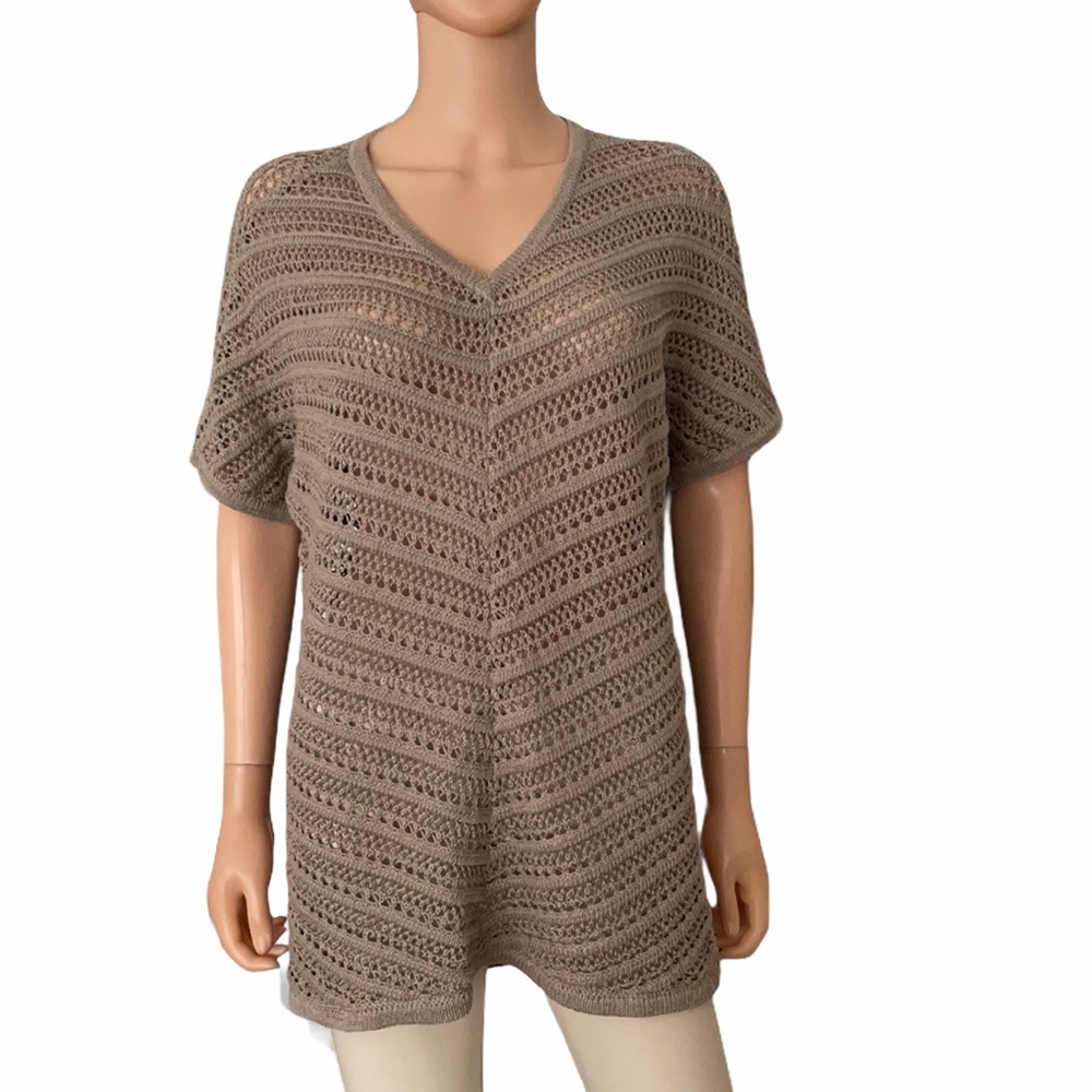 Chico’s open knit v neck tunic sweater